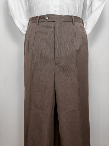 Completo 3 pezzi svasato anni '70 marrone spigato - tg. 44