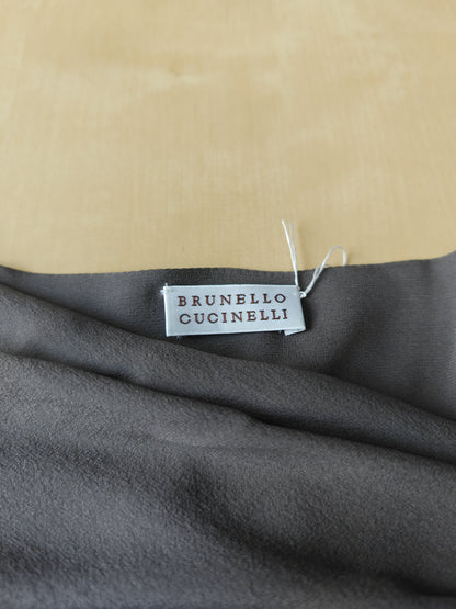 Blusa Brunello Cucinelli in seta con maniche in cashmere - S/M