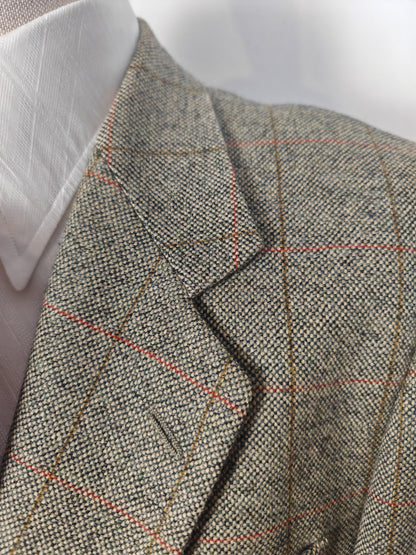 Giacca anni '80 in tweed cachi finestrato - tg. 50