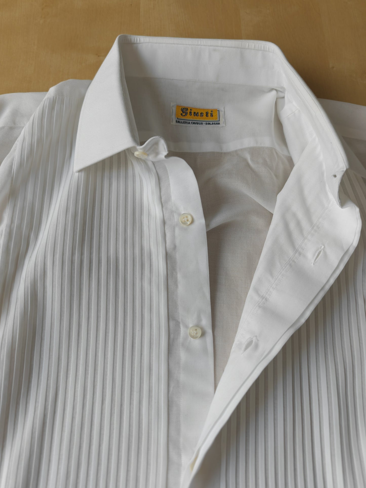 Camicia da smoking anni '70/'80 con sparato plissettato - tg. L collo 41