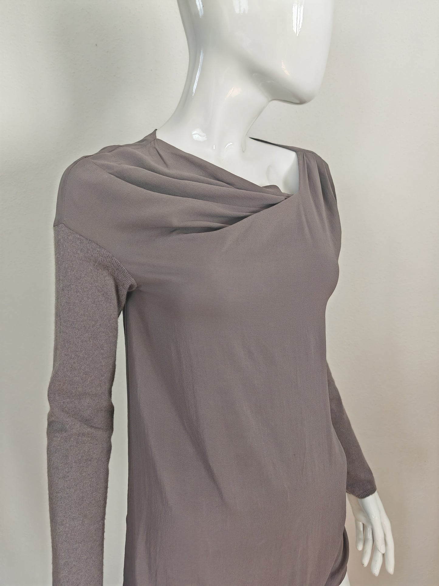 Blusa Brunello Cucinelli in seta con maniche in cashmere - S/M