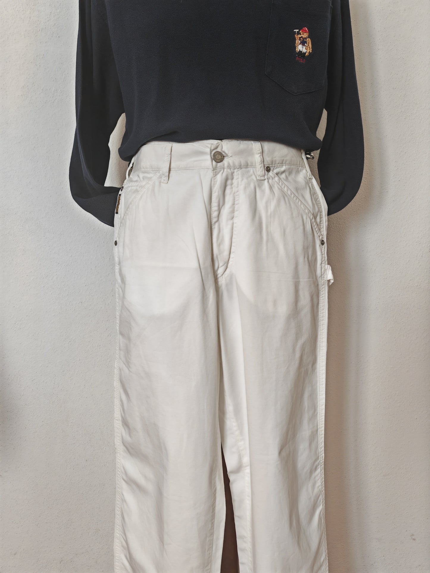 Pantalone bianco Armani Jeans anni '90 dettagli workwear - tg. 48