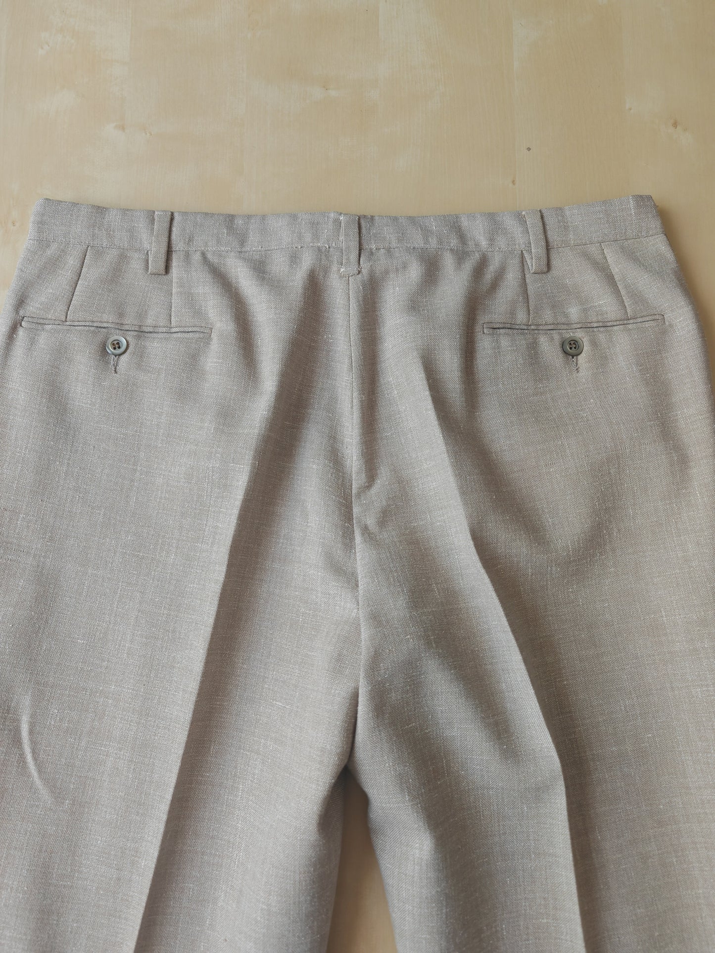 Completo estivo anni '70 in tela misto lino ecru - tg. 48/50