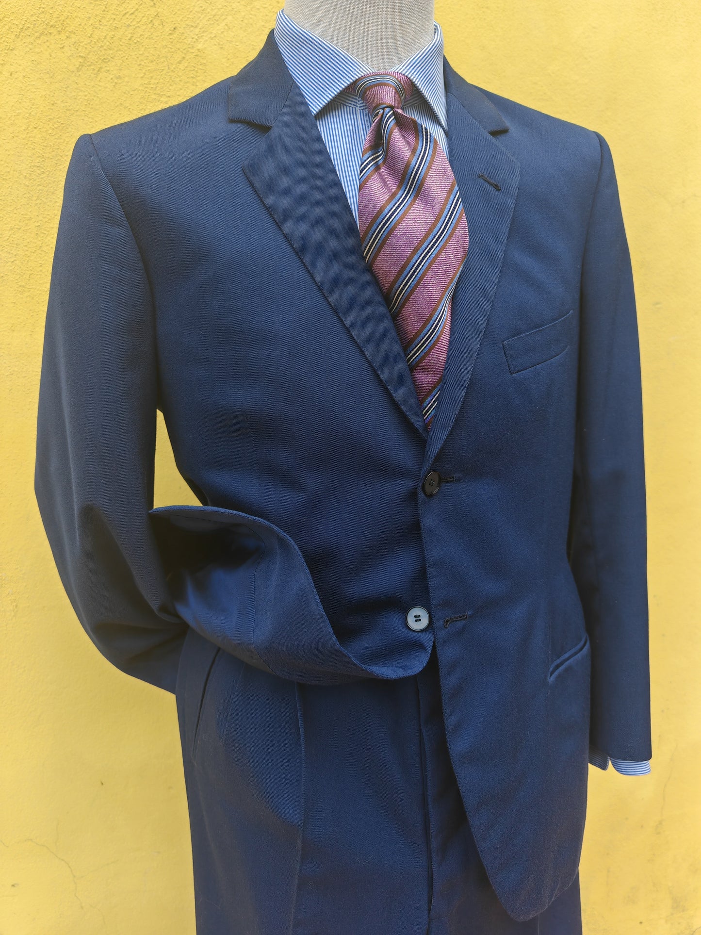 Completo sartoriale anni '60 twill di lana blu - tg. 50