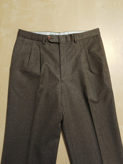 Pantalone anni '70 marrone tabacco in flanella di lana - tg. 44/46