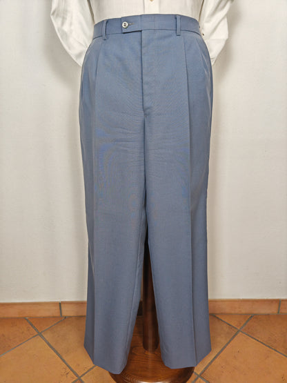 Completo anni '70 in tela di lana azzurro carta da zucchero - tg. 50