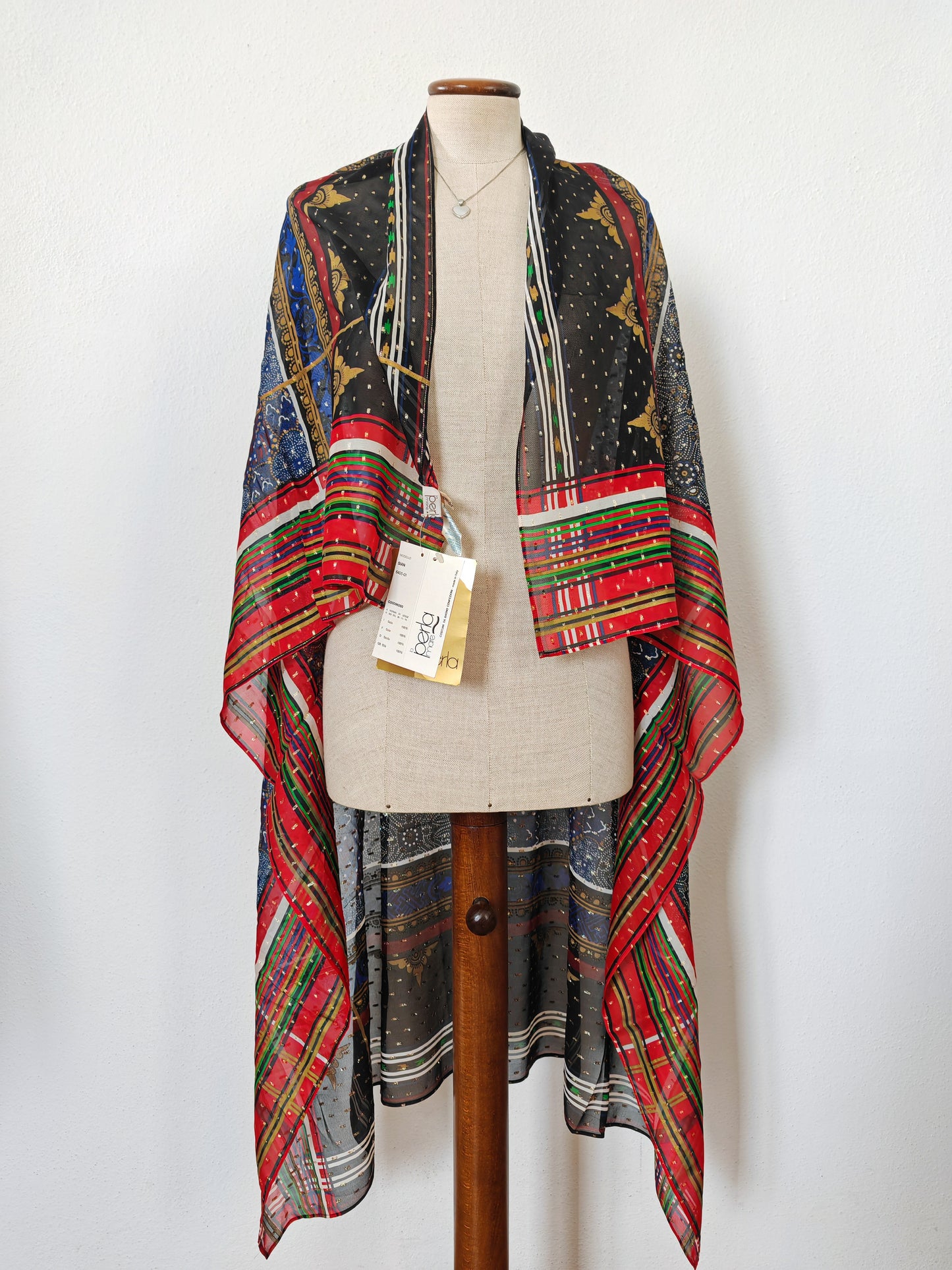 Pareo/pashmina in georgette di seta La Perla Mare anni '80 NOS