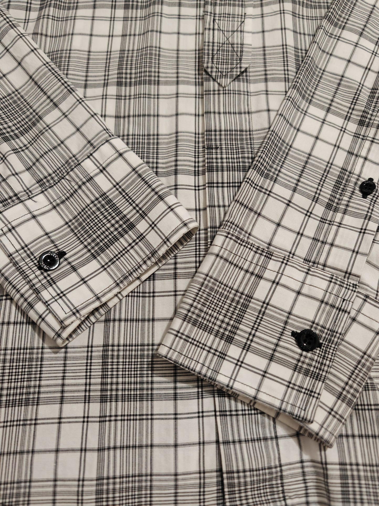 Camicia Gucci tartan bianco e nero - collo 39