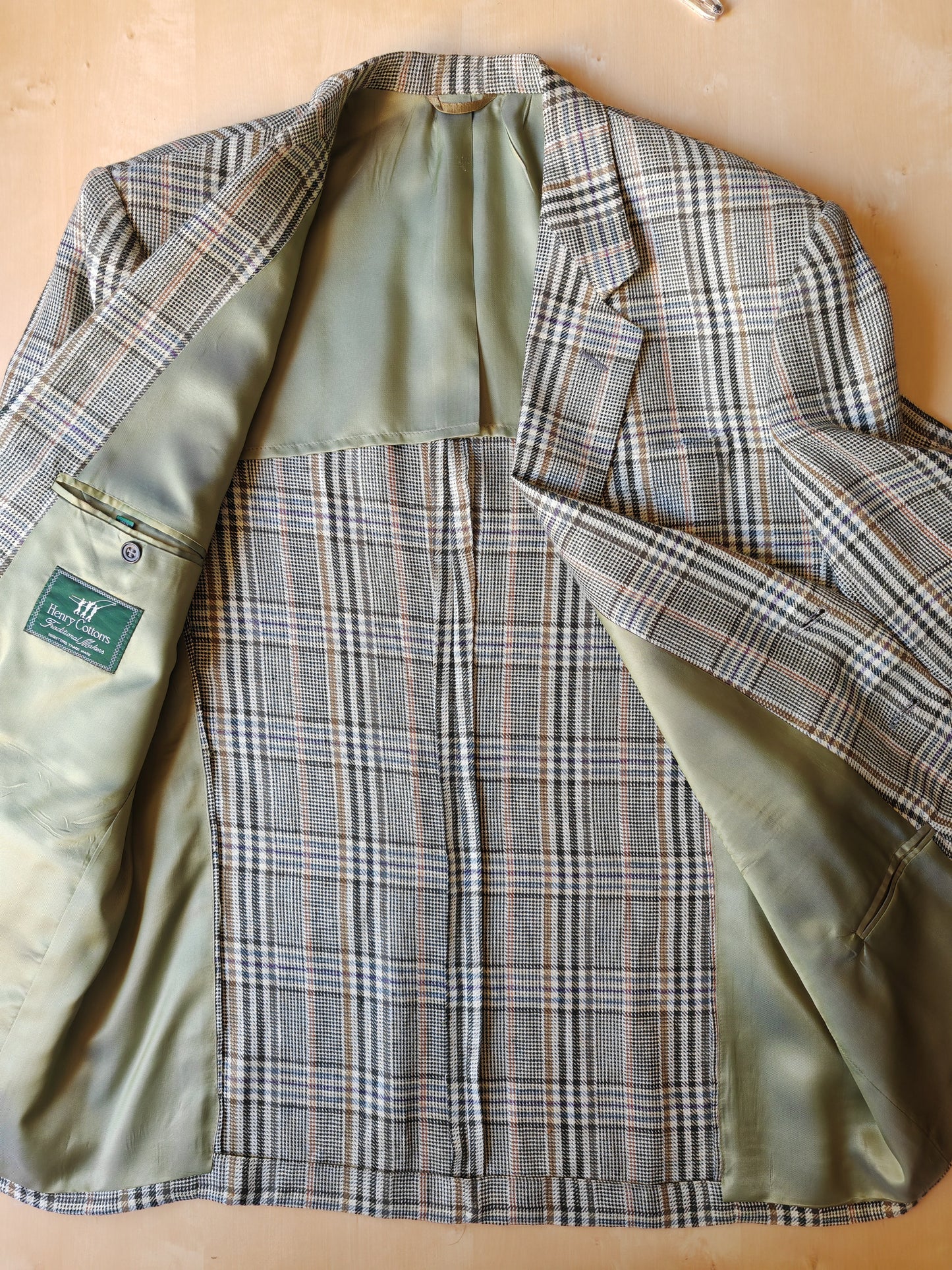 Summer checked jacket in 100% Irish linen, size 54 ITA