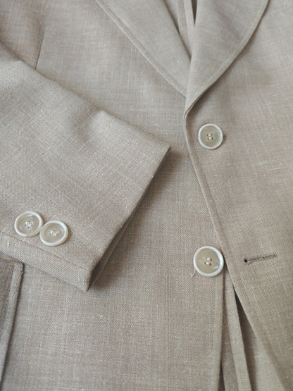 Completo estivo anni '70 in tela misto lino ecru - tg. 48/50