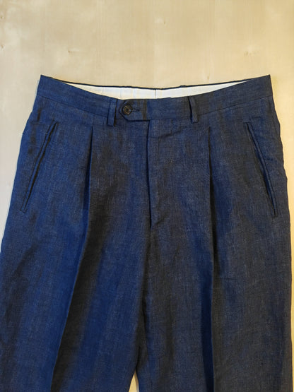 Blue suit, 100% linen - size 48