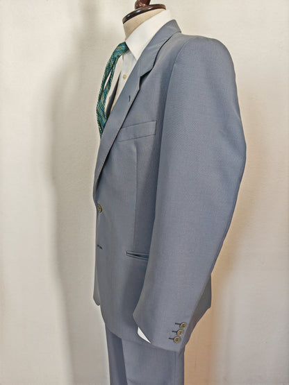 Completo anni '70 in tela di lana azzurro carta da zucchero - tg. 50