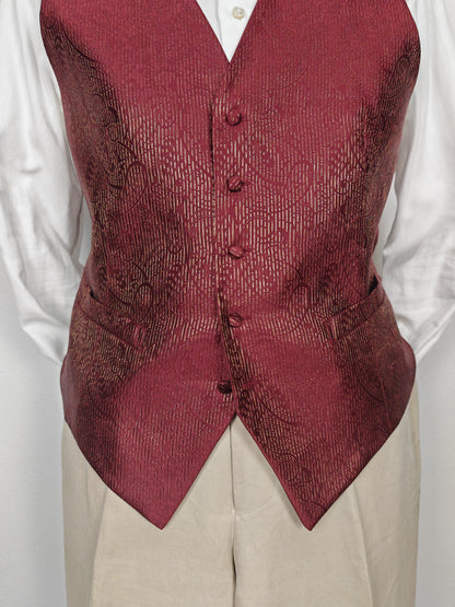 Panciotto anni '80 in pura seta canneté damascata - M