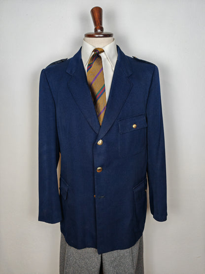 Blazer sartoriale anni '60/'70 in stile militare navy - tg. 56/58