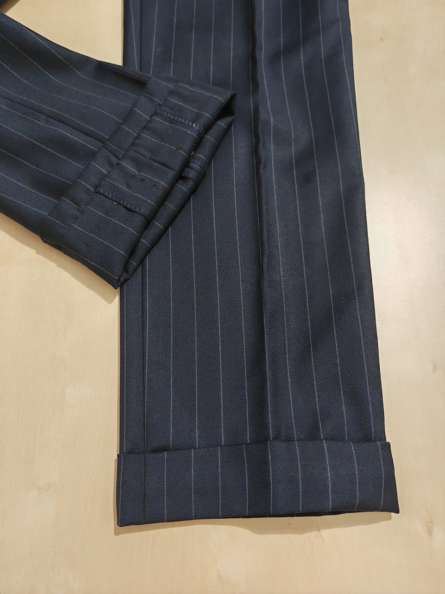 Completo in twill di lana blu gessato - tg. 50/52