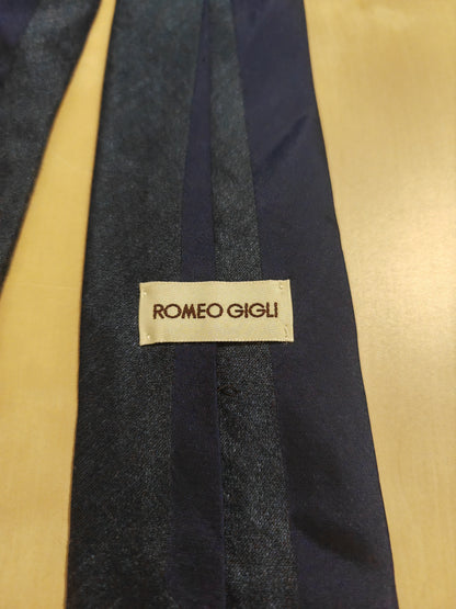 Cravatta Romeo Gigli blu in seta e lino