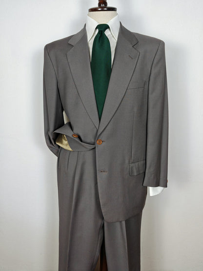 Completo anni '80 in fresco lana verde-grigio - tg. 50/52