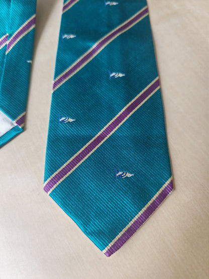Cravatta Yves Saint Laurent verde acqua righe regimental