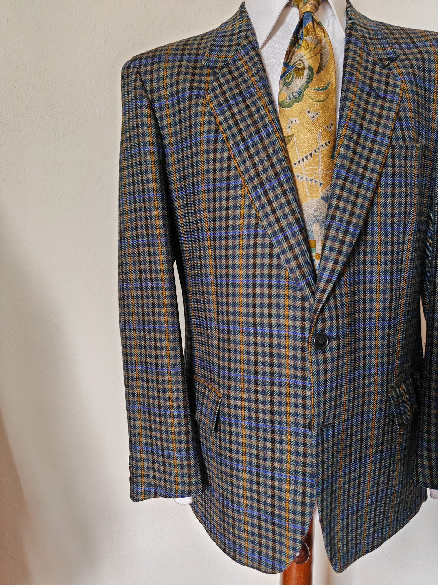 Giacca anni '80 in tweed a quadri finestrata - tg. 54