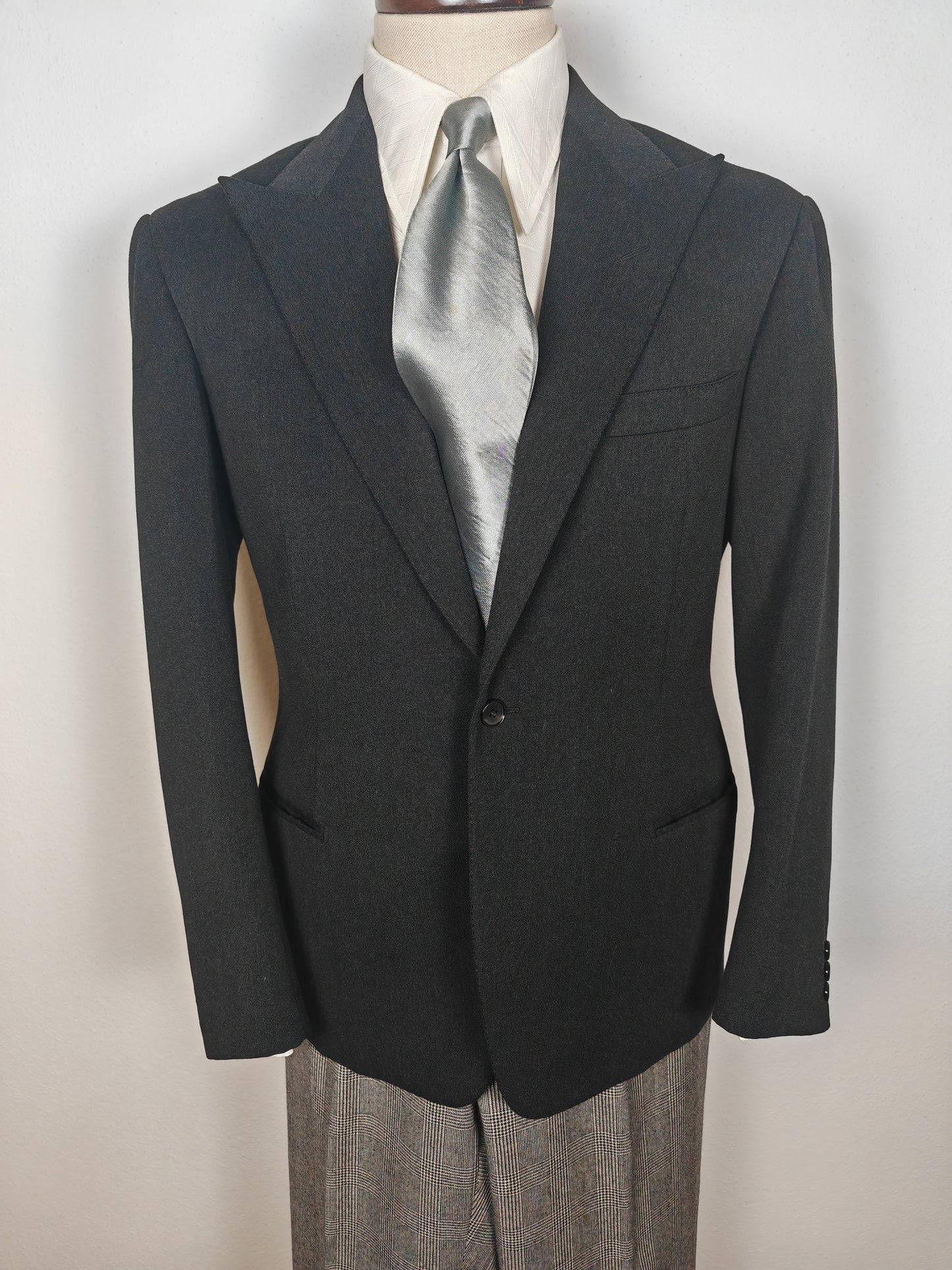 Giacca sartoriale anni '50/'60 in flanella grigio antracite - tg. 46