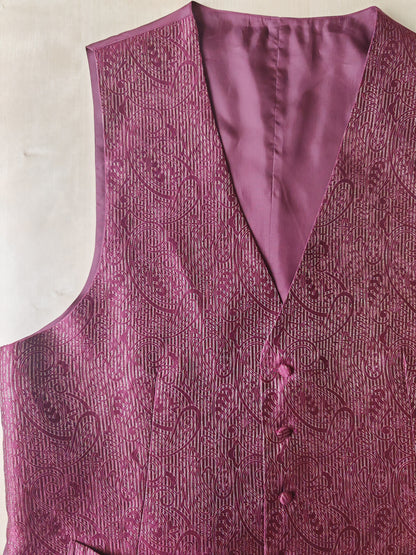 Panciotto anni '80 in pura seta canneté damascata - M