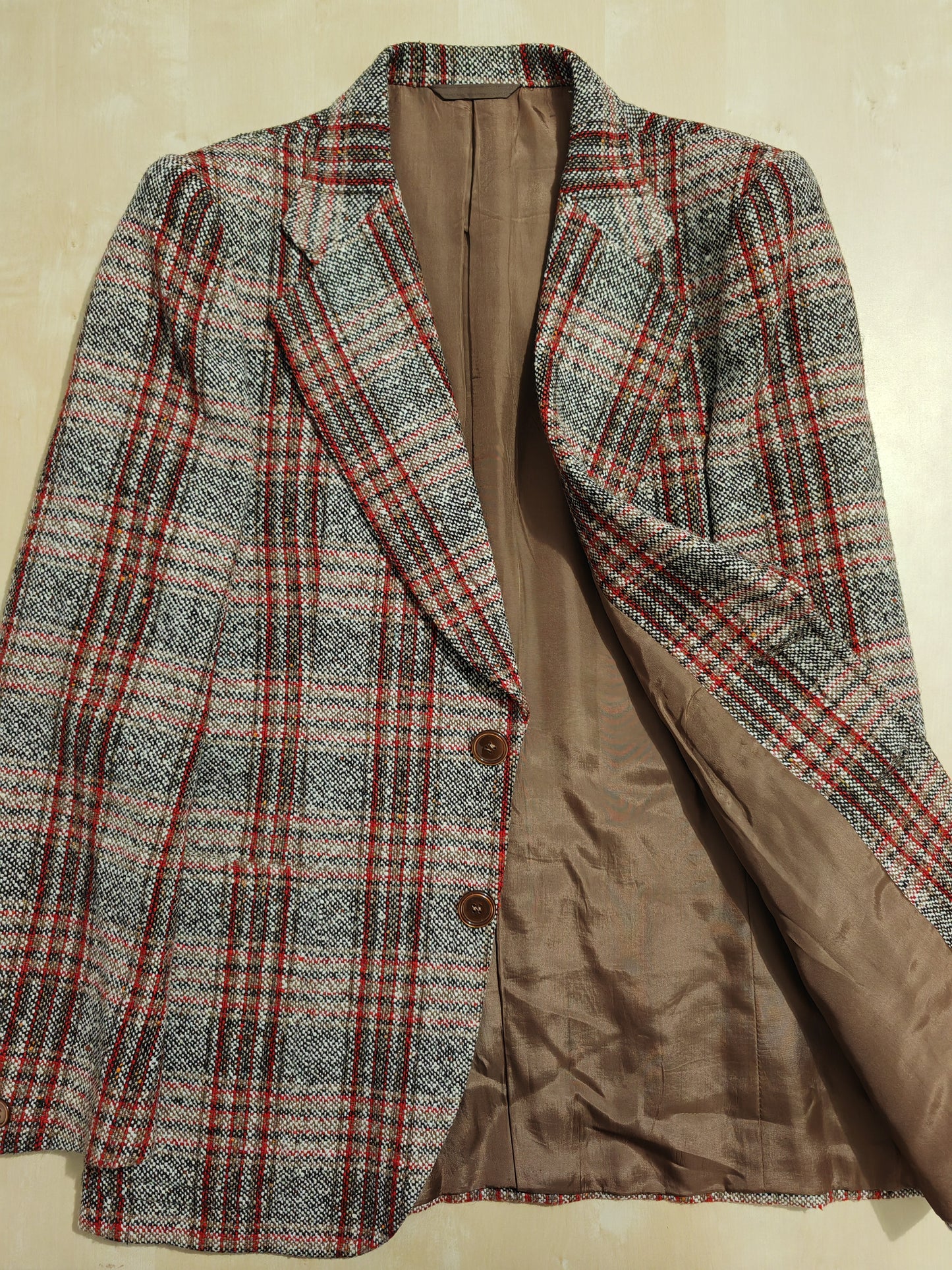 Giacca anni '70 in tweed a quadri - tg. 46/48