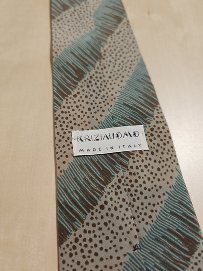 Cravatta Krizia verde salvia fantasia righe diagonali