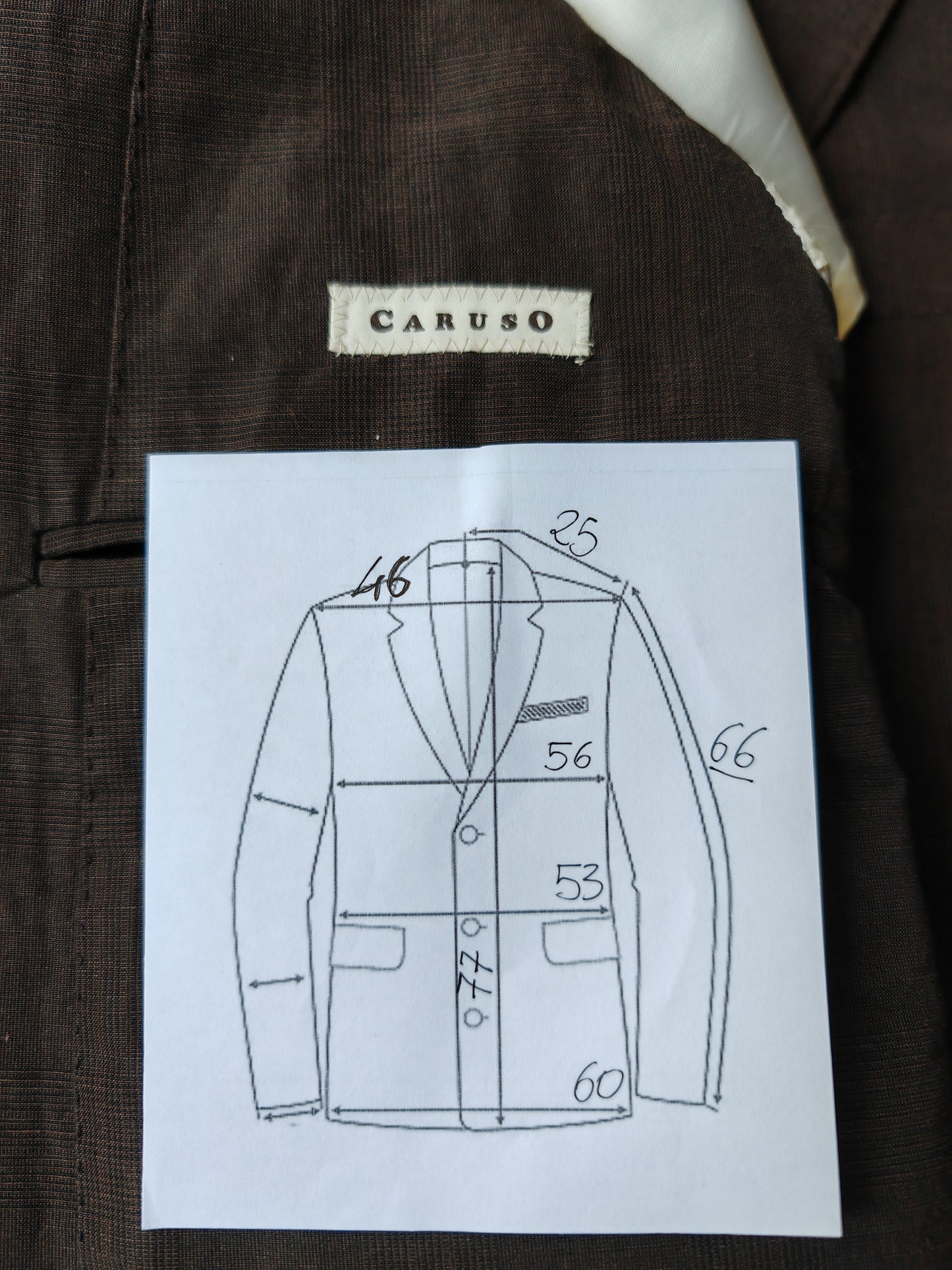 Caruso summer jacket, brown Glen check - size 52/54