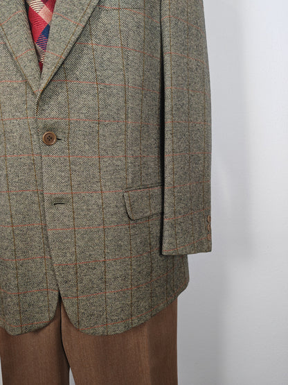 Giacca anni '80 in tweed cachi finestrato - tg. 50