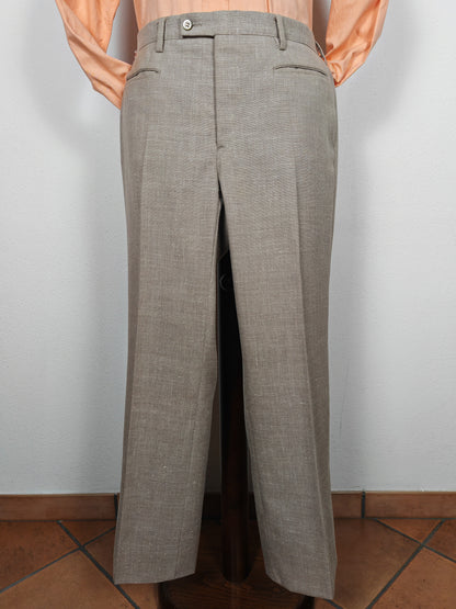 Completo estivo anni '70 in tela misto lino ecru - tg. 48/50