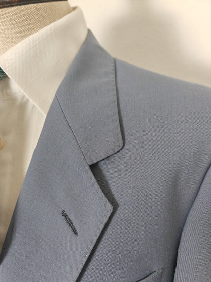 Completo anni '70 in tela di lana azzurro carta da zucchero - tg. 50