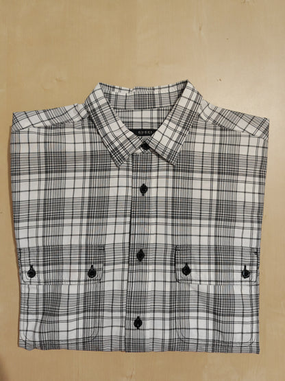 Camicia Gucci tartan bianco e nero - collo 39