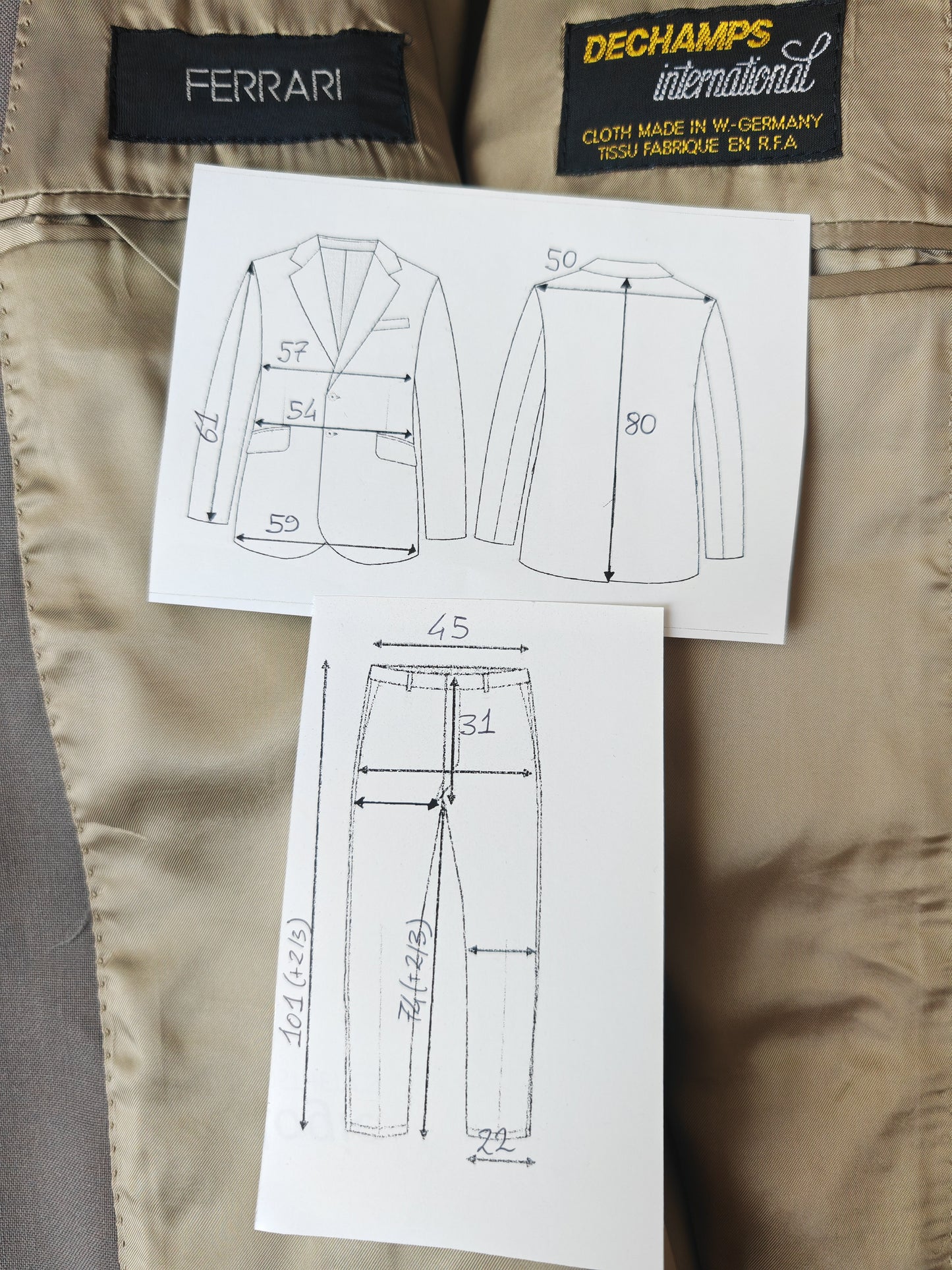 Completo anni '80 in fresco lana verde-grigio - tg. 50/52