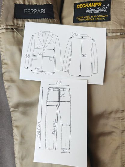 Completo anni '80 in fresco lana verde-grigio - tg. 50/52