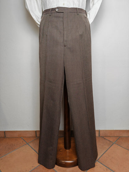 Completo 3 pezzi svasato anni '70 marrone spigato - tg. 44