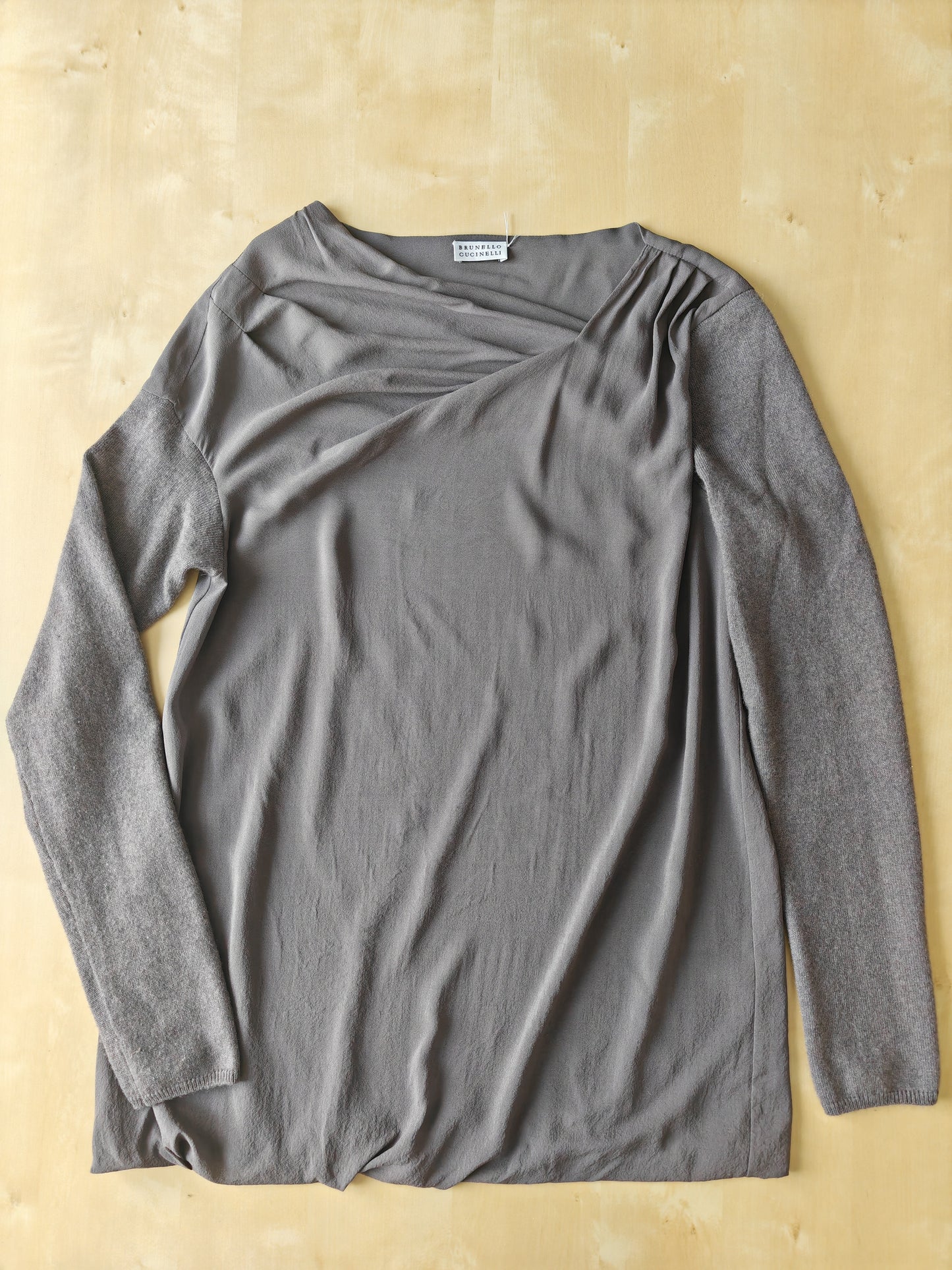 Blusa Brunello Cucinelli in seta con maniche in cashmere - S/M