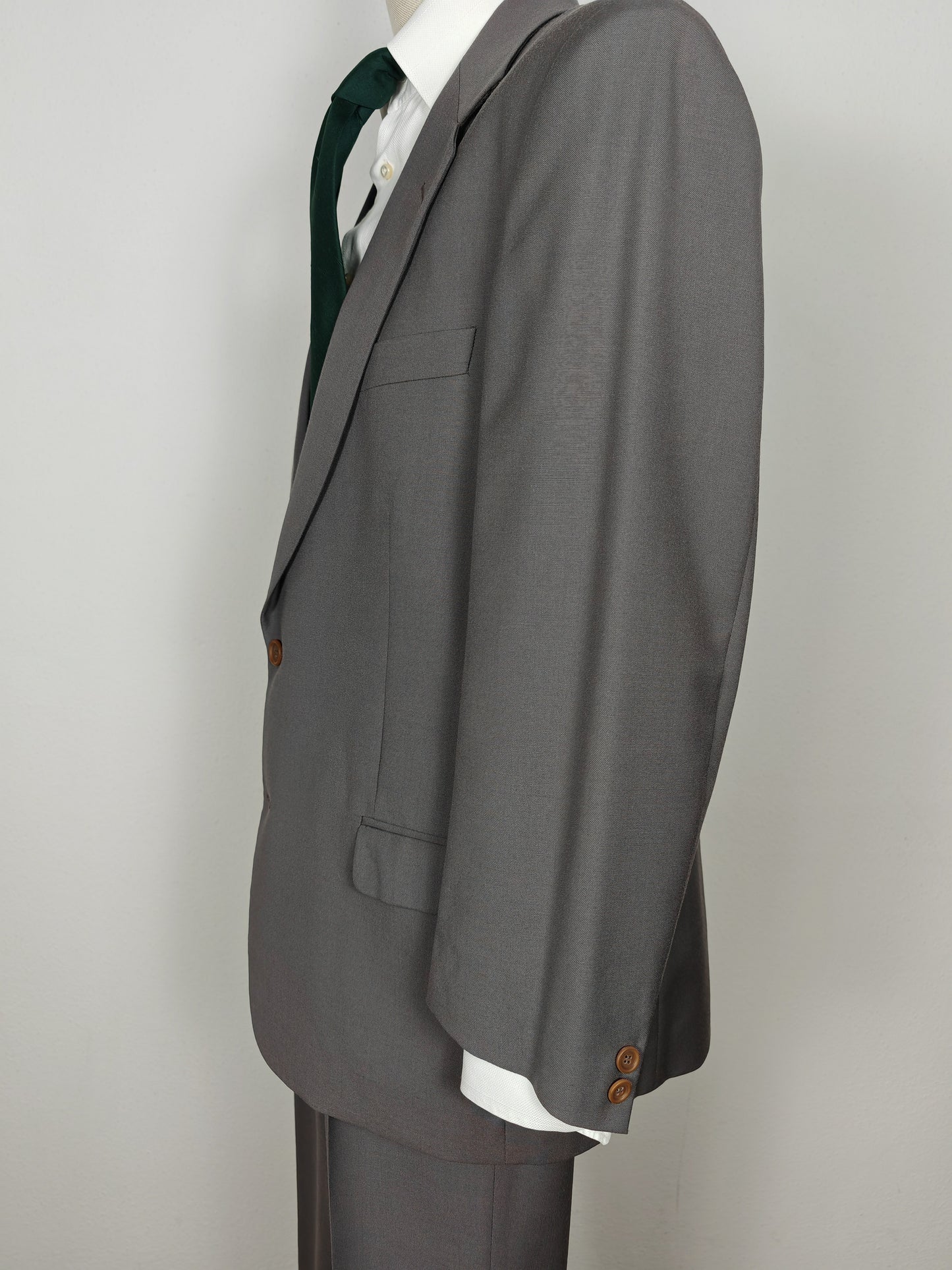 Completo anni '80 in fresco lana verde-grigio - tg. 50/52