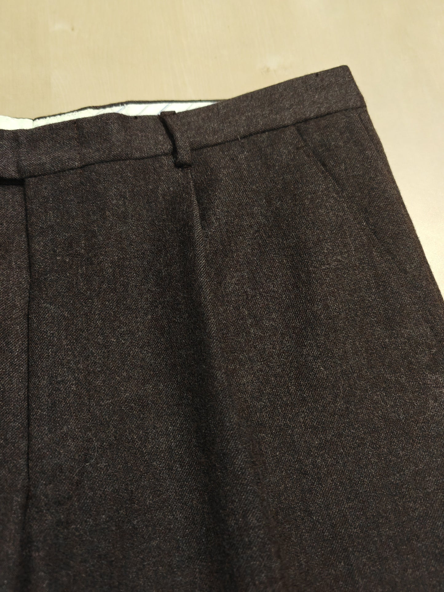 Pantalone De Paz in flanella marrone con risvolto - tg. 50/52 corta