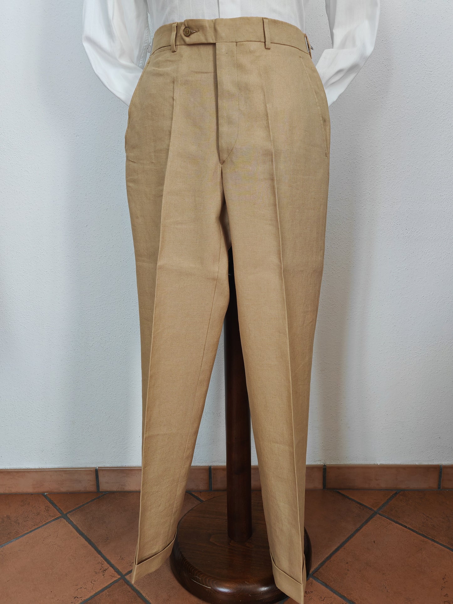 Completo anni '90 in puro lino irlandese beige - tg. 46/48