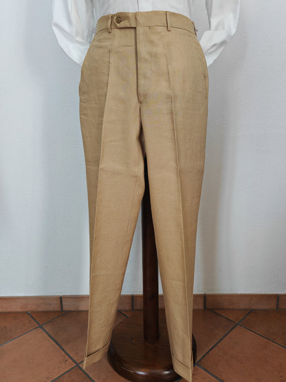 Completo anni '90 in puro lino irlandese beige - tg. 46/48
