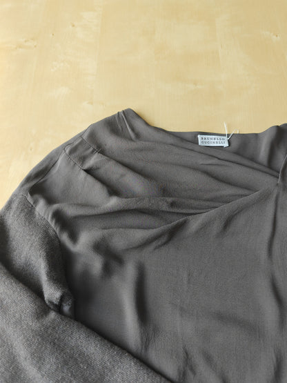 Blusa Brunello Cucinelli in seta con maniche in cashmere - S/M
