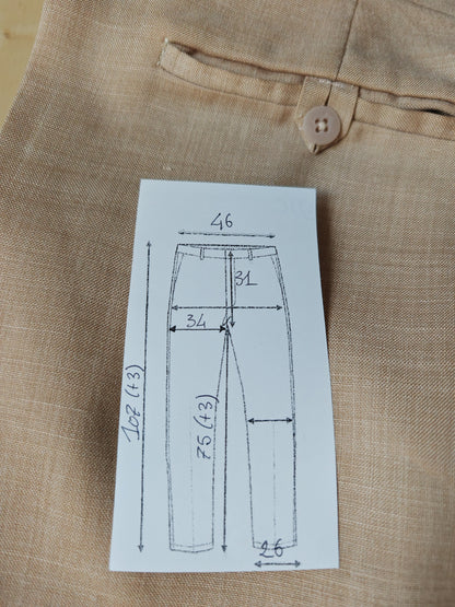 Pantalone anni '70 in tela misto lana beige - tg. 50