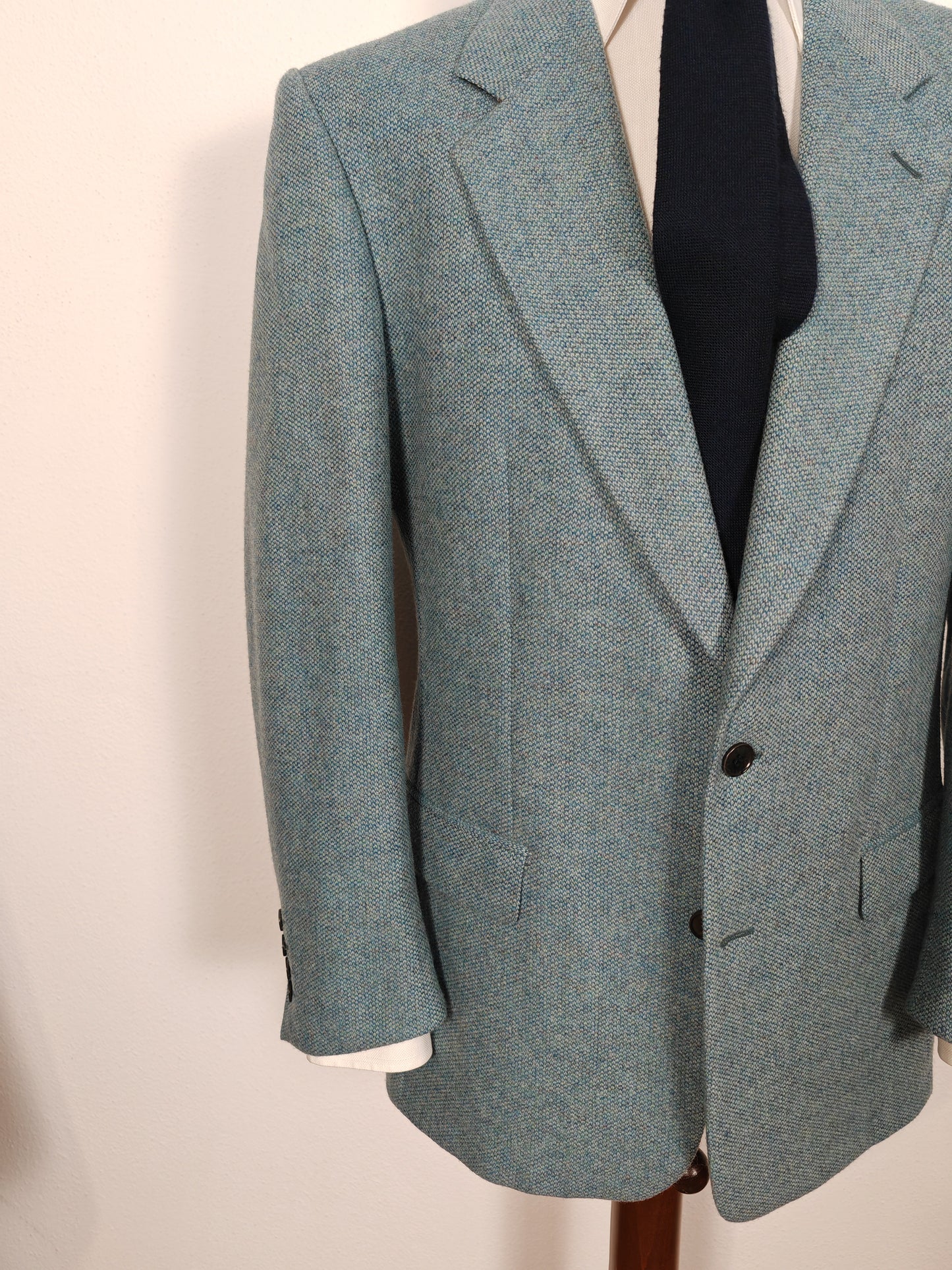 Giacca anni '80/'90 in tweed azzurro-verde acquamarina - tg. 52/54