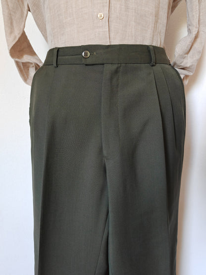 Pantalone in fresco lana color verde bosco - tg. 52