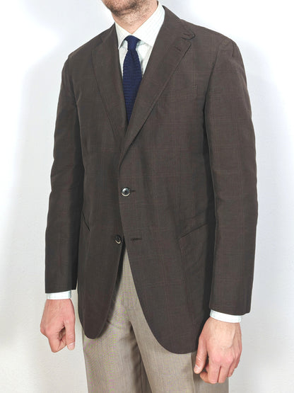 Caruso summer jacket, brown Glen check - size 52/54