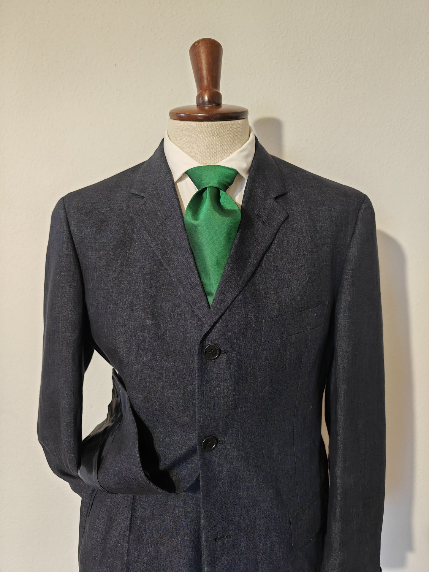 Blue suit, 100% linen - size 48