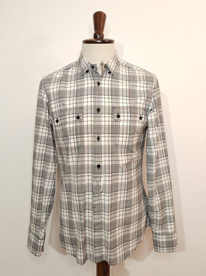 Camicia Gucci tartan bianco e nero - collo 39