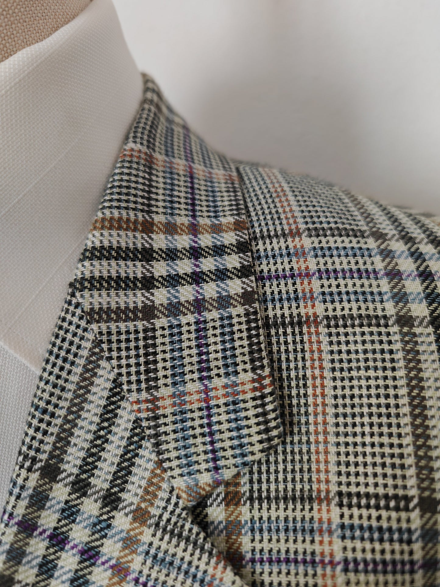 Summer checked jacket in 100% Irish linen, size 54 ITA