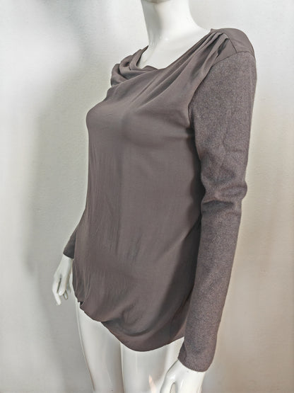 Blusa Brunello Cucinelli in seta con maniche in cashmere - S/M