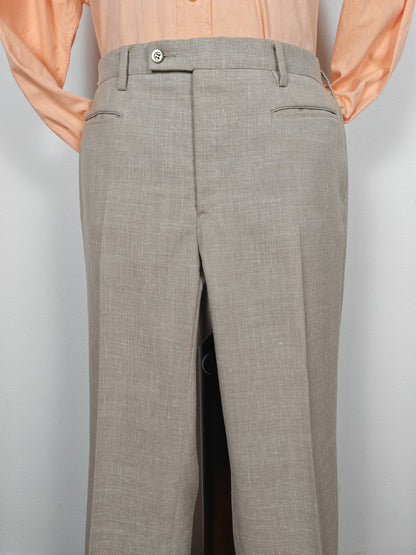 Completo estivo anni '70 in tela misto lino ecru - tg. 48/50